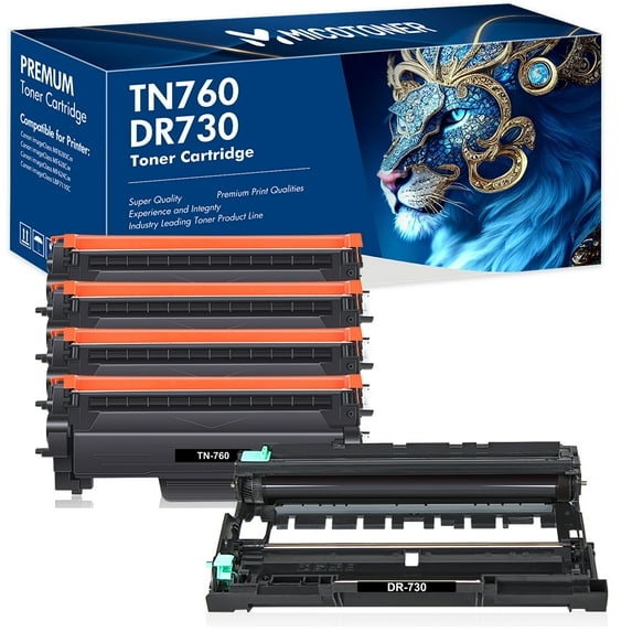 MICOTONER Compatible Toner Cartridge TN-760 & DR-730 Drum Unit for Brother HL-L2350DW DCP-L2550DW MFC-L2710DW (Black 4*Toner 1*Drum) Deals
