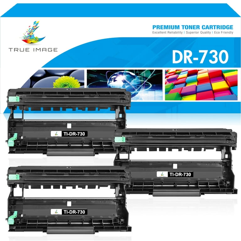 True Image DR730 Drum Unit Compatible for Brother DR730 DR-730 HL-L2350DW  HL-L2370DW HL-L2390DW HL-L2395DW DCP-L255DW MFC-L2710DW Printer (Black  3-Pack) 