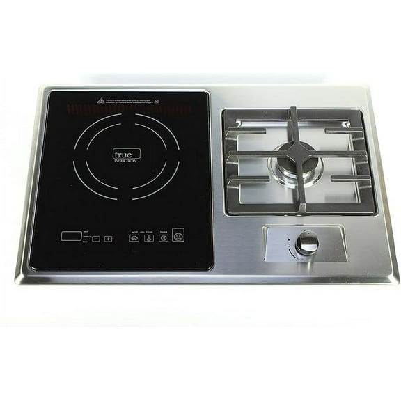 True Induction TI-1+1B | UL858 Certified, 25 in. Single Induction + Gas Burner Combination Cooktop, Built-in Installation