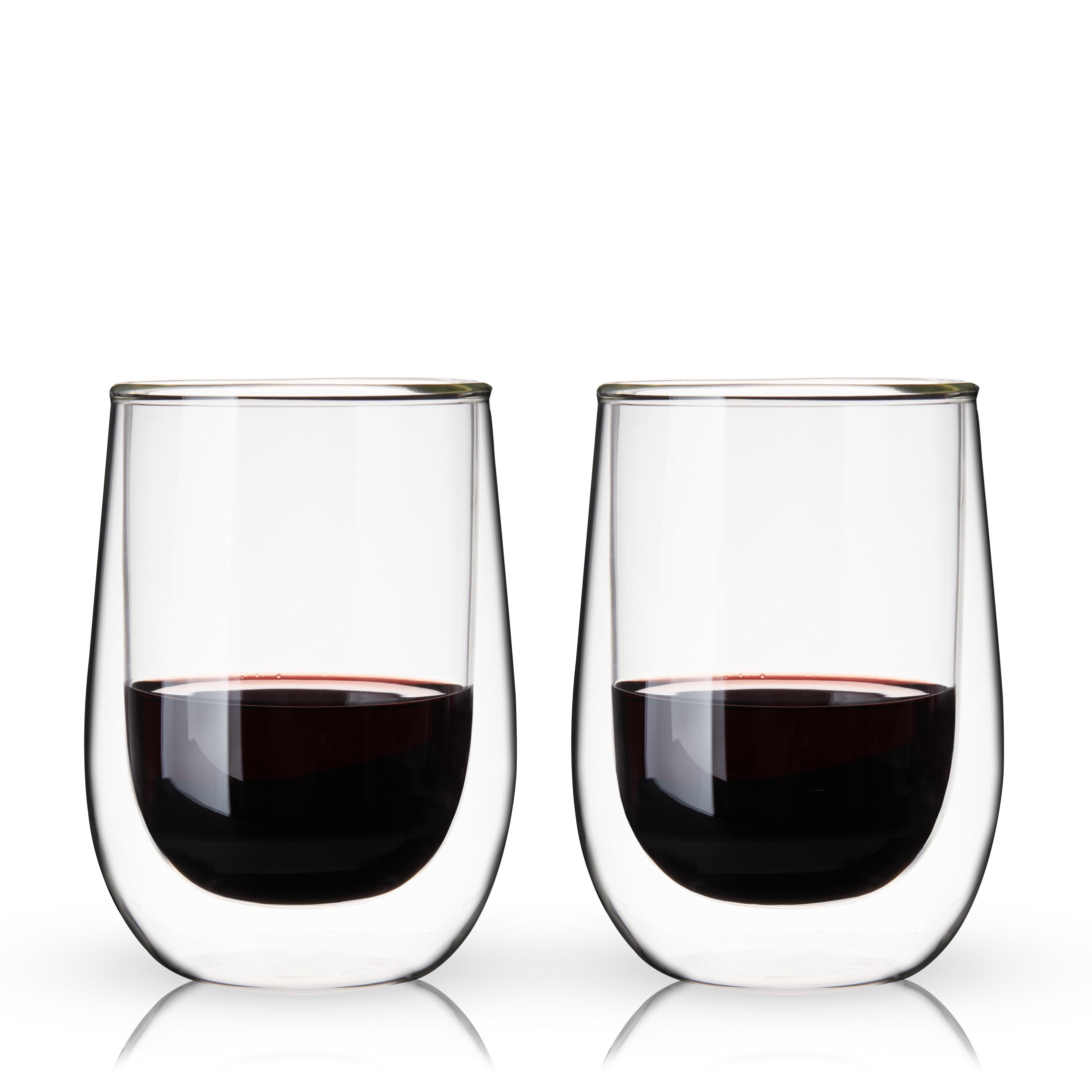 Clear Borosilicate Double-Walled Stemless Wine Glass Set