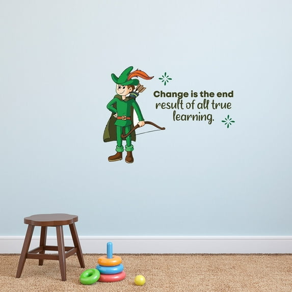 True Learning Robin Hood Life Quote Cartoon Quotes Decors Wall Sticker Art Design Decal for Girls Boys Kids Room Bedroom Nursery Kindergarten Home Decor Stickers Wall Art Vinyl Decoration (8x10 inch)