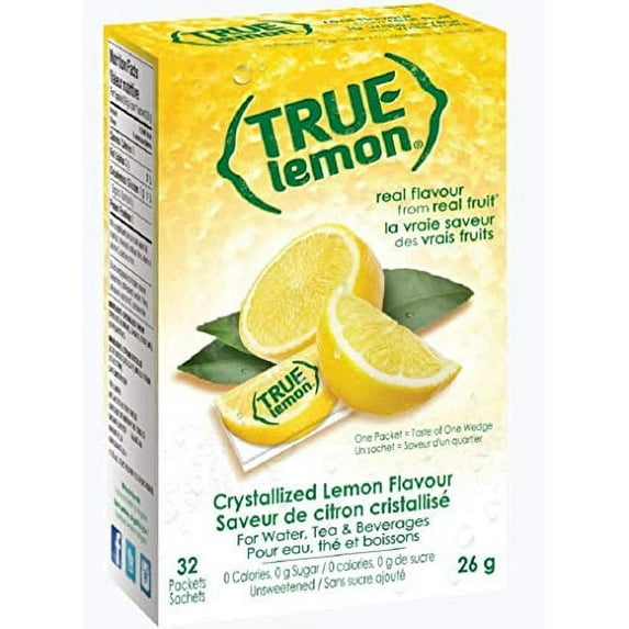 True Lemon - Crystallized Lemon For Water, Tea - Single-Serve Packets - Water Enhancer - 32-Count