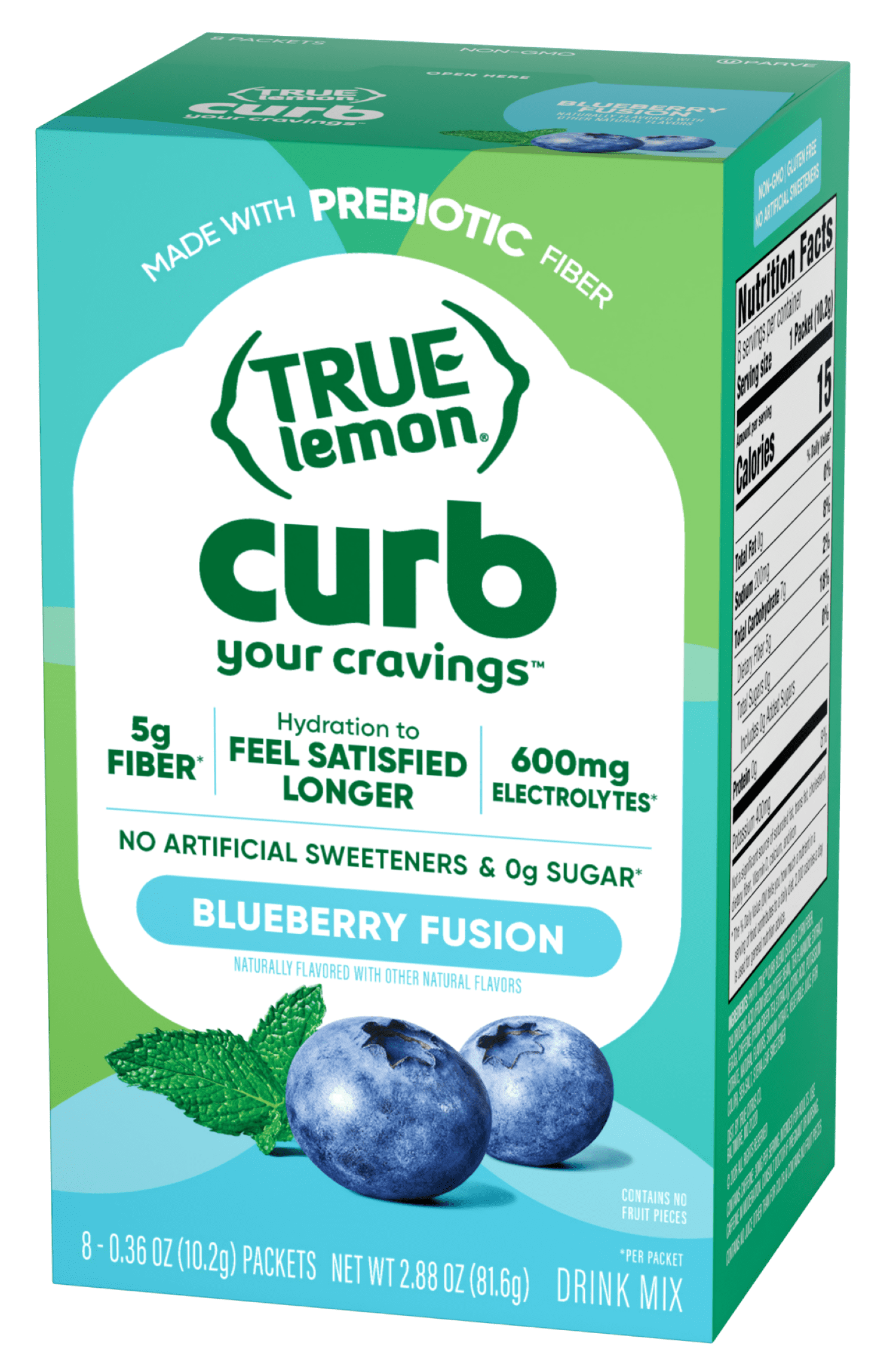 True Lemon Curb Your Cravings Blueberry Fusion Flavored Powder, 8 Ct. Drink Mix Packets