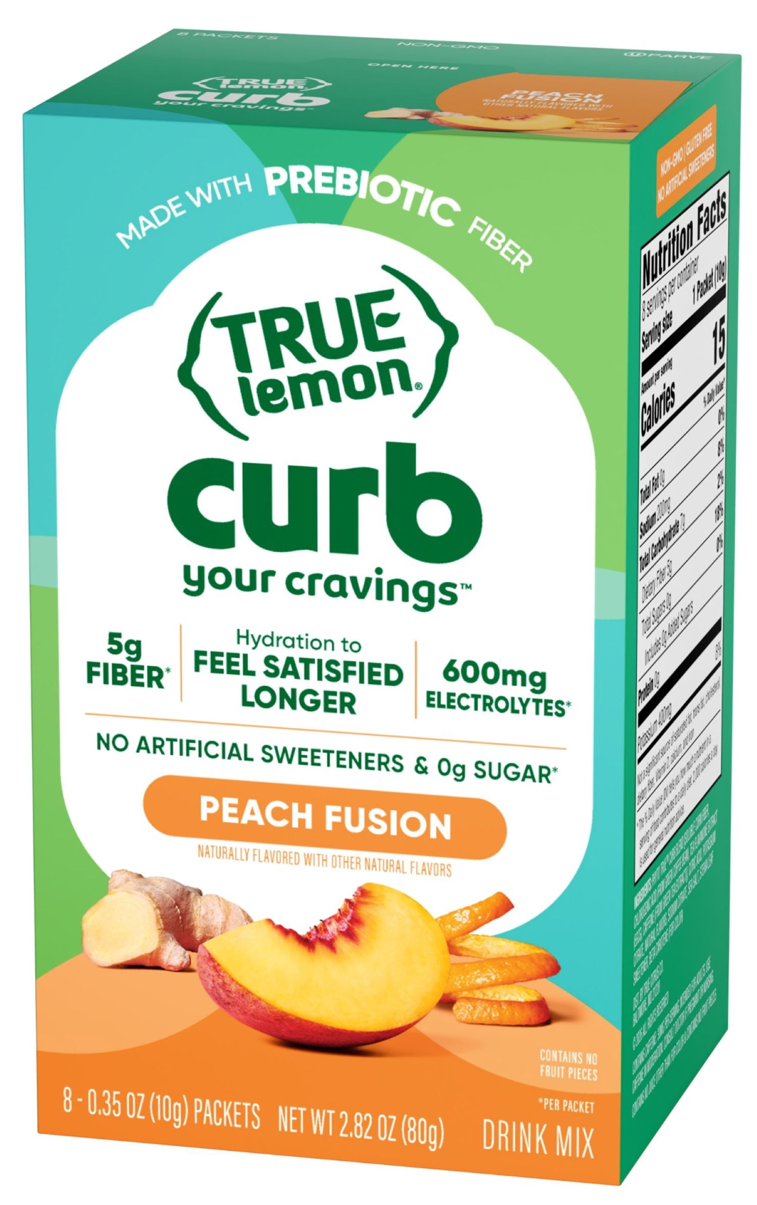 True Lemon Curb Your Cravings Peach Fusion Flavored Powder, 8 Ct. Drink Mix Packets