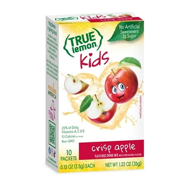 True Lemon Kids Crisp Apple Drink Mix, Low Sugar, No Artificial Sweeteners, 10 Count
