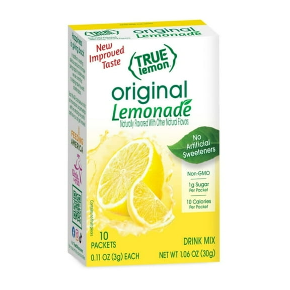 True Lemon Original Lemonade Drink Mix Powder, No Artificial Sweeteners, 1.06 oz., 10 Count Box (Pack of 6)
