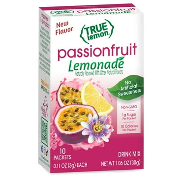 True Lemon Passionfruit Lemonade Drink Mix, 10 Calories, No Artificial Sweetners, 10 Count