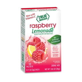 True Lemon Raspberry Lemonade Drink Mix Powder, No Artificial Sweeteners, 1.06 oz., 10 Count Box