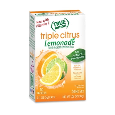 True Lemon Triple Citrus Lemonade Drink Mix, 10 Calories, No Artificial Sweetners, 10 Count