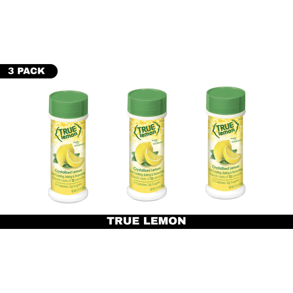 True Lemon True Lemon Salt-Free Lemon Shaker, 2.12 oz Pack of 3, Crystallized Lemon Seasoning, No Added Salt
