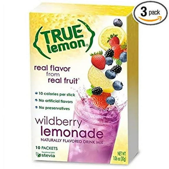 True Lemon Wildberry Lemonade Drink Mix, 10 Packets (Pack of 3)