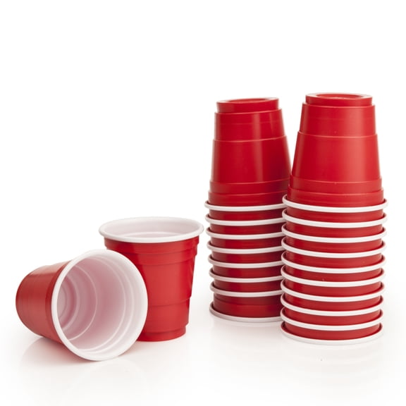 True Lil' Reds Mini Disposable Cups, Shot Glasses Red Cups 1.75oz Set of 20