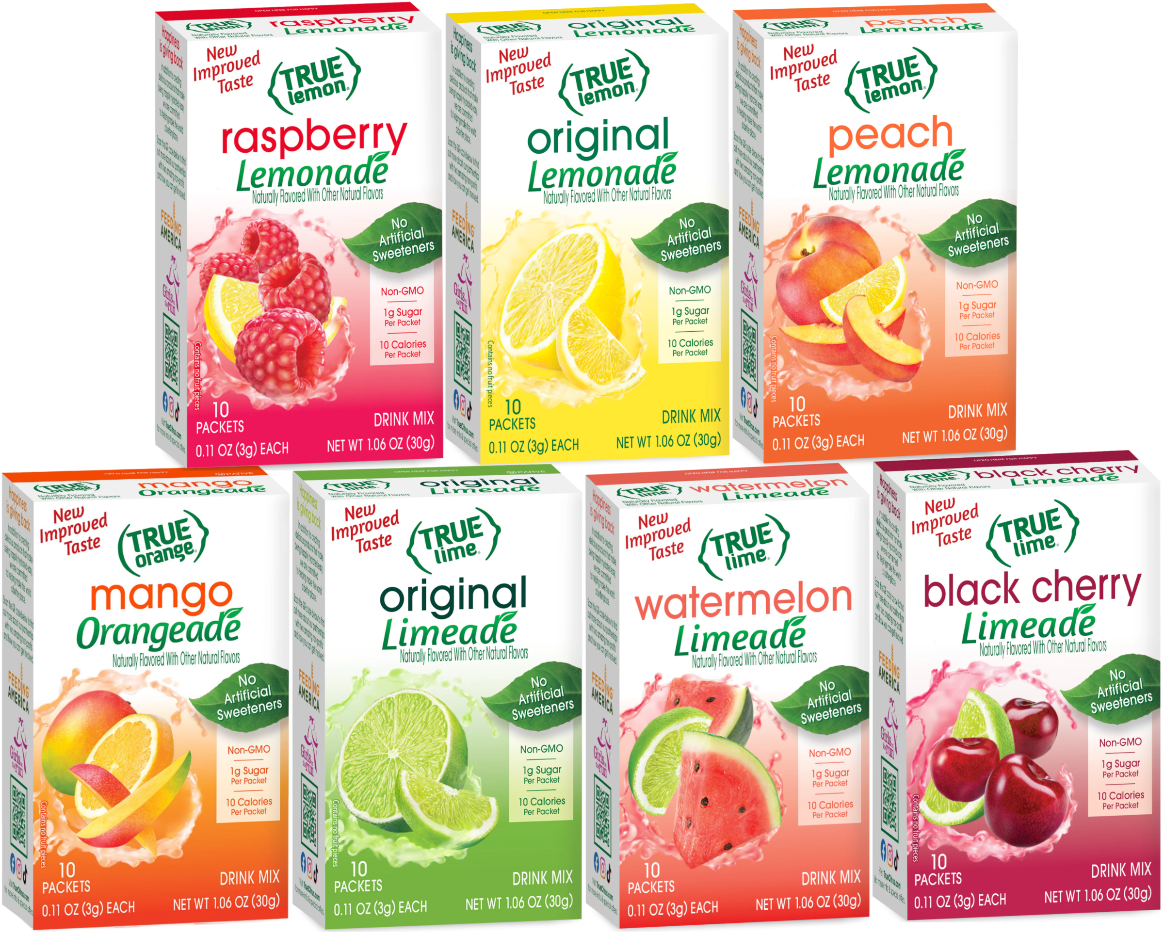 True Citrus, 7 Flavor Lemonade, Orangeade, Limeade, Variety Pack, 10 Count Box (Pack of 7)