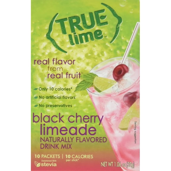True Lime Black Cherry Limeade Drink Mix, 0.106 Ounce - 10 per pack -- 12 packs per case.