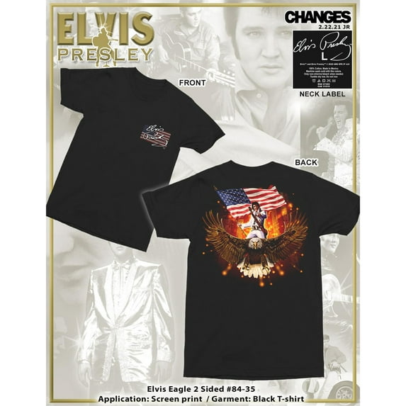True Line 8435XL Elvis Eagle T-Shirt - Black - Extra Large