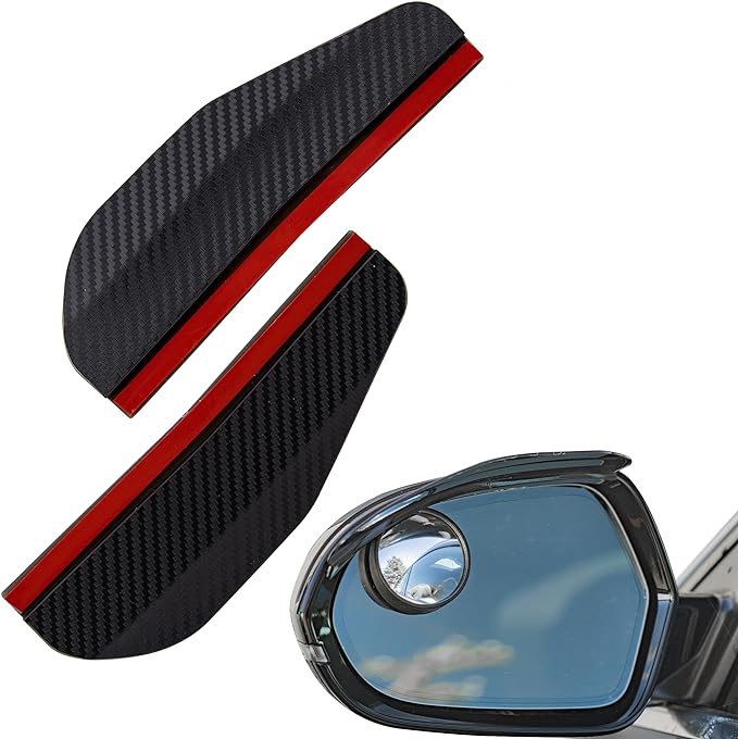 True Line Automotive 2 PCS Side Mirror Rain Guard Carbon Fiber Rear