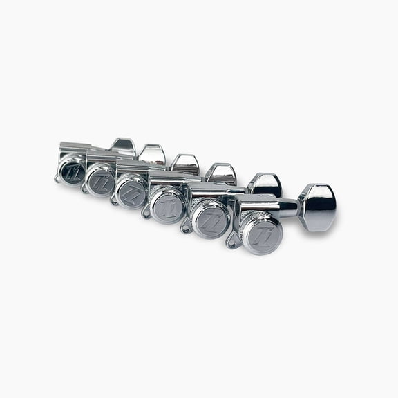 True Lok Mid Size Locking Tuners, 6-In-Line, Staggered Posts, Chrome