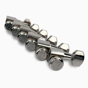 Allparts Top Lock Modern 6-in-line Mid-Size Locking Tuning Keys with Screw-In Bushings, Staggered Posts,1-pin Anchor and Metal Hex Buttons - set of 6 - Chrome