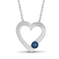 thumbnail image 1 of True Love Blue Diamond Accent Sterling Silver Heart Pendant, 1 of 4