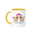 thumbnail image 1 of 3dRose, True Love Comes Along Once in a Lifetime – Cute Pig Love Design, 15oz Two-Tone Yellow Mug, 1 of 7
