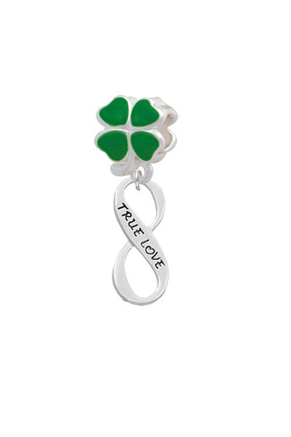 True Love Infinity Sign - Green Four Leaf Clover Charm Bead
