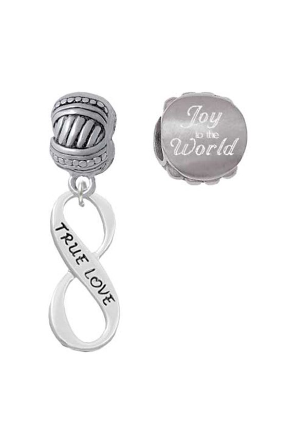 True Love Infinity Sign Joy to the World Charm Beads (Set of 2)