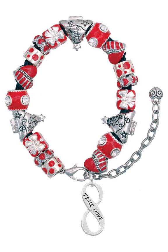 True Love Infinity Sign Red Christmas Bead Bracelet