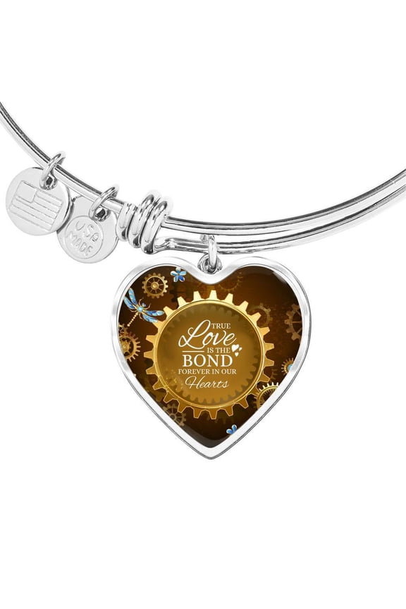 True Love Is The Bond Forever In Our Hearts Brown Heart Bracelet Bangle