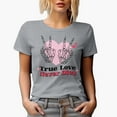 thumbnail image 1 of True Love Never Dies with Skeleton Hands, Valentine's Day Art Merch Gift, Heather Grey T-Shirt, 3XL, 1 of 5