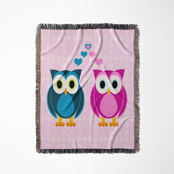 True Love Owls Design, Woven Blanket