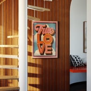 True Love Retro 70S Typography Poster, Vintage Groovy Pink Orange Lettering, Living Room And Gallery Wall Decor