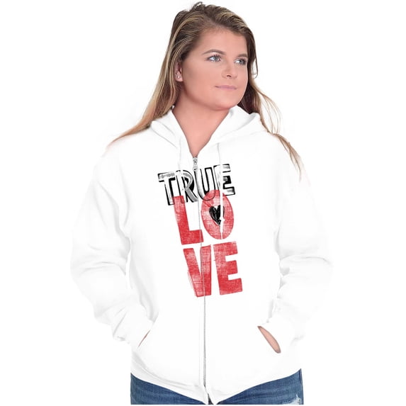True Love Romantic Valentines Day Womens Plus Size Graphic Zipper Hoodie Brisco Brands 3X