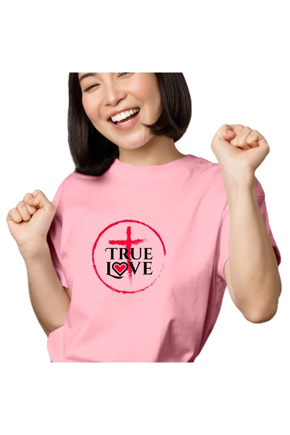 "True Love The Cross" - Women’s T-shirt (Pink Large)