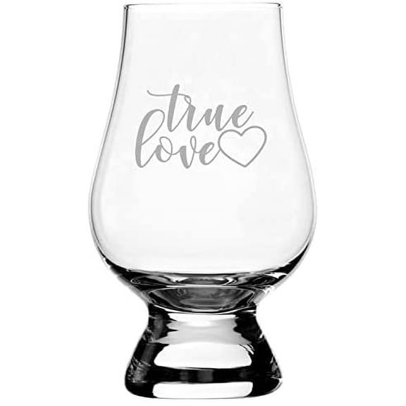 True Love Valentine's Day Quotes Etched 6.5oz Glencairn Whisky Glass