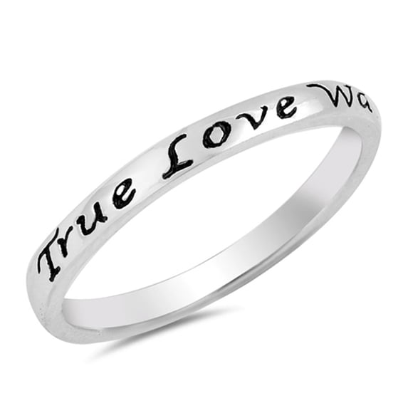 True Love Waits Heart Script Ring .925 Sterling Silver Promise Band Jewelry Female Male Size 5