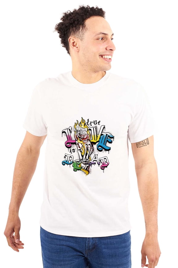 True Love is Dead Skeleton Hand Rose Men's Graphic T Shirt Tees Brisco Brands L