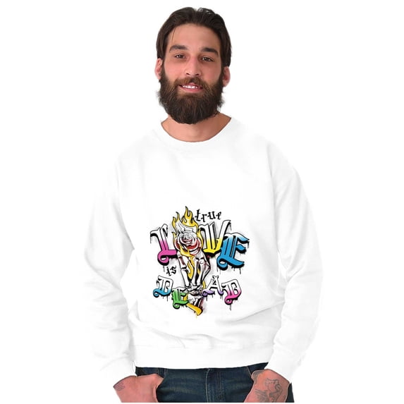 True Love is Dead Skeleton Hand Rose Sweatshirt for Men or Women Brisco Brands S