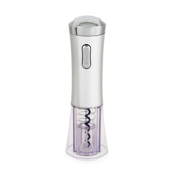 True Lux Electric Wine Opener, Rechargeable Corkscrew with Charger, Silver