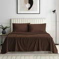 thumbnail image 1 of True Luxury 600 Thread Count Pima Cotton Sheet Set for KING Size ( 76" x 80" ) Mattress Fits 10-12 Inches Fully Elastic Deep Pocket ( Stripe, Chocolate ), 1 of 6
