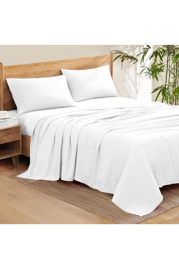 True Luxury 600 Thread Count Pima Cotton Sheet Set for KING Size ( 76" x 80" ) Mattress Fits 18-20 Inches Fully Elastic Deep Pocket ( Solid, White )