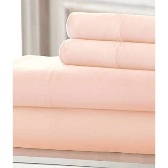 True Luxury Pure Heavy Rich Pima Cotton 4-Piece Bed Sheets Set Emperor Size Fits mattresses Upto 7-9” deep Pocket – Sateen Weave (Solid, Peach)