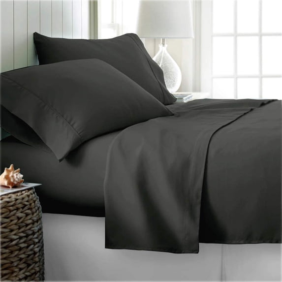 True Luxury Pure Heavy Rich Pima Cotton 4-Piece Bed Sheets Set King Size Fits mattresses Upto 7-9” deep Pocket – Sateen Weave (Solid, Grey)