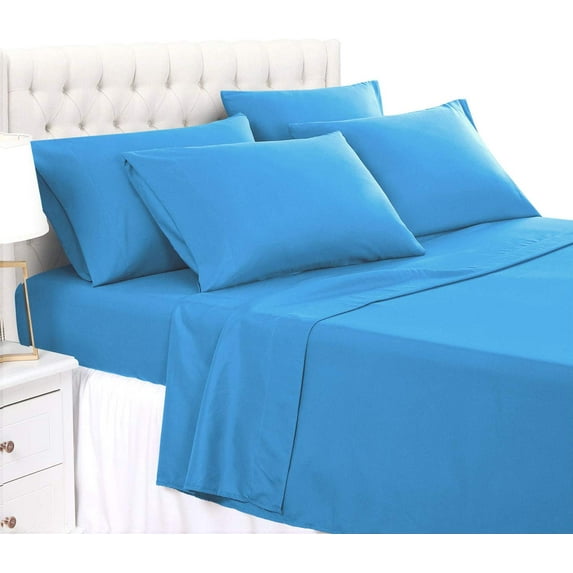 True Luxury Pure Heavy Rich Pima Cotton 4-Piece Bed Sheets Set Queen Size Fits mattresses Upto 21-24” deep Pocket – Sateen Weave (Solid, Turquoise)