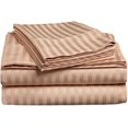 thumbnail image 1 of True Luxury Pure Heavy Rich Pima Cotton 4-Piece Bed Sheets Set Queen Size Fits mattresses Upto 21-24” deep Pocket – Sateen Weave (Stripe, Beige), 1 of 8