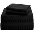 thumbnail image 1 of True Luxury Pure Heavy Rich Pima Cotton 4-Piece Bed Sheets Set Twin Size Fits mattresses Upto 7-9” deep Pocket – Sateen Weave (Stripe, Black), 1 of 8