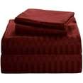 thumbnail image 1 of True Luxury Pure Heavy Rich Pima Cotton 4-Piece Bed Sheets Set Twin XL Size Fits mattresses Upto 10-12” deep Pocket – Sateen Weave (Stripe, Burgundy), 1 of 8