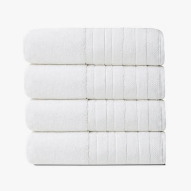 True Luxury by 1888 Mills 4-Piece Bath Towel Set, 100% USA Cotton, Soft & Durable, Powered by Aurasoft Technology, White