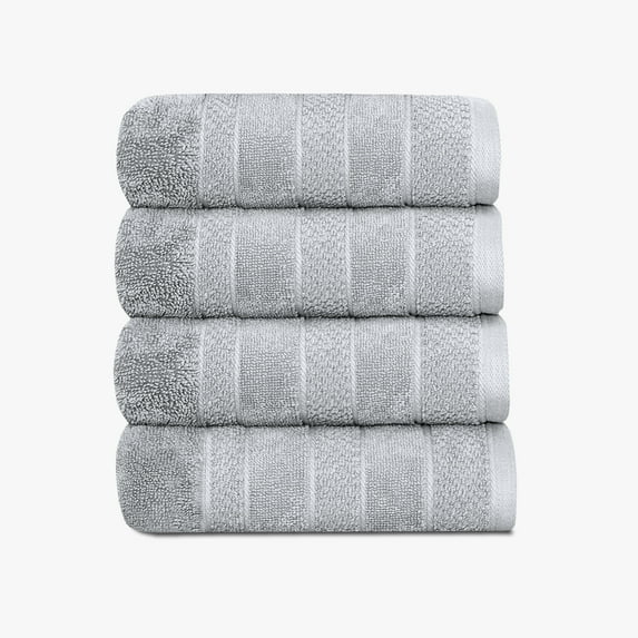 True Luxury by 1888 Mills 4-Piece Hand Towel Set, 100% USA Cotton, Soft & Durable, Powered by Aurasoft Technology, Grey