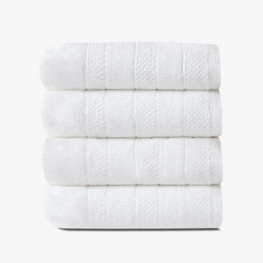 True Luxury by 1888 Mills 4-Piece Hand Towel Set, 100% USA Cotton, Soft & Durable, Powered by Aurasoft Technology, White