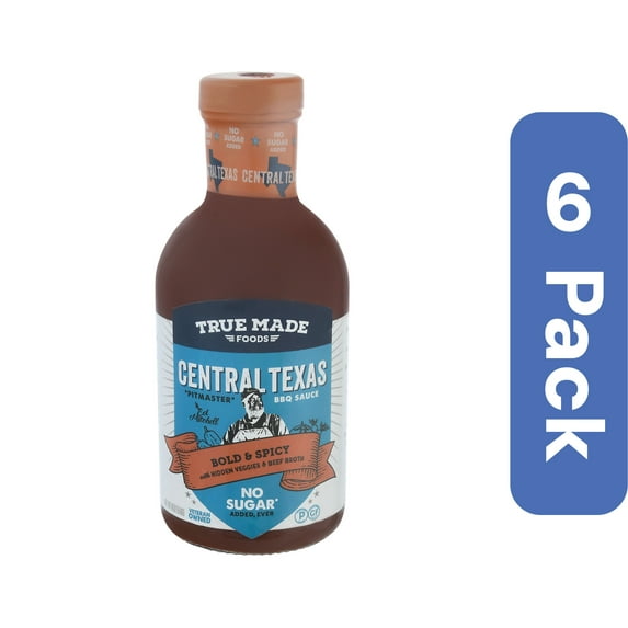 True Made Foods BBQ Sauce Texas No Sugar 18 oz (Pack of 6)